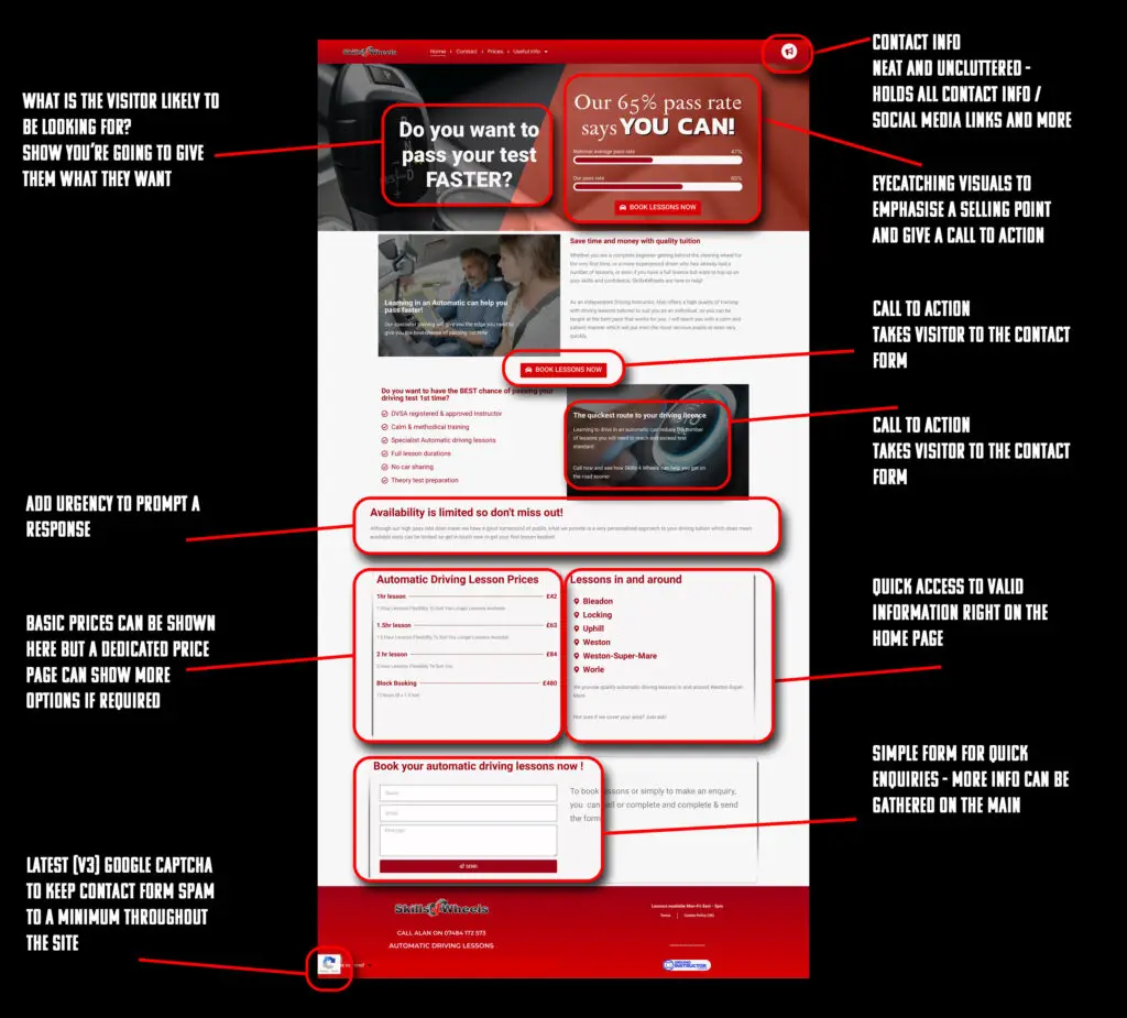 Website design for SKills 4 Wheels Driving School